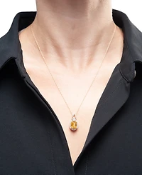 Citrine (2-1/3 ct. t.w.) & Diamond (1/5 ct. t.w.) 18" Pendant Necklace in 14k Gold