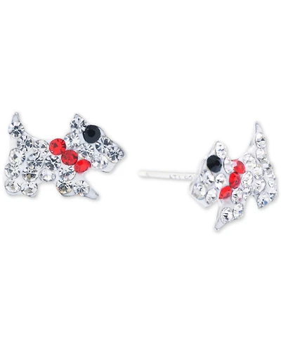 Pave Crystal Doggie Stud Earrings in Sterling Silver