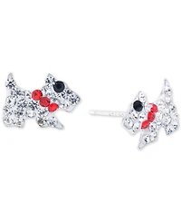 Pave Crystal Doggie Stud Earrings in Sterling Silver
