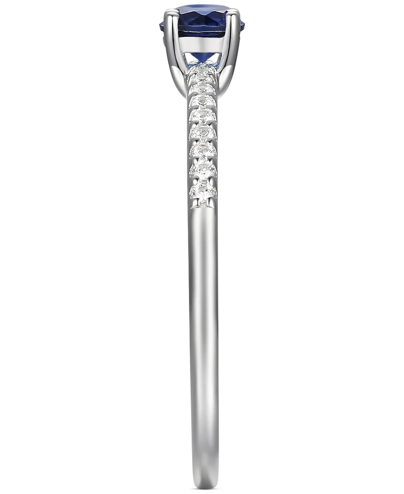 Sapphire (1/3 ct. t.w.) & Diamond (1/10 ct. t.w.) Ring in Sterling Silver (Also in Ruby & Emerald)