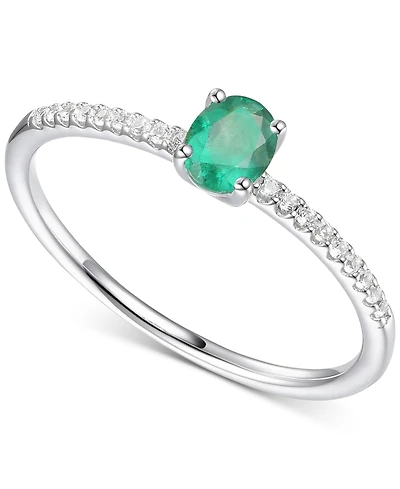 Sapphire (1/2 ct. t.w.) & Diamond (1/20 Ring Sterling Silver (Also Ruby Emerald)