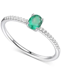 Sapphire (1/2 ct. t.w.) & Diamond (1/20 Ring Sterling Silver (Also Ruby Emerald)