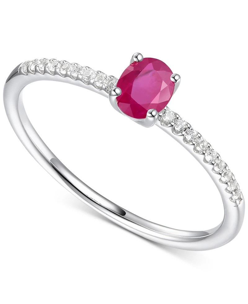 Sapphire (1/2 ct. t.w.) & Diamond (1/20 Ring Sterling Silver (Also Ruby Emerald)