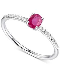 Sapphire (1/2 ct. t.w.) & Diamond (1/20 Ring Sterling Silver (Also Ruby Emerald)