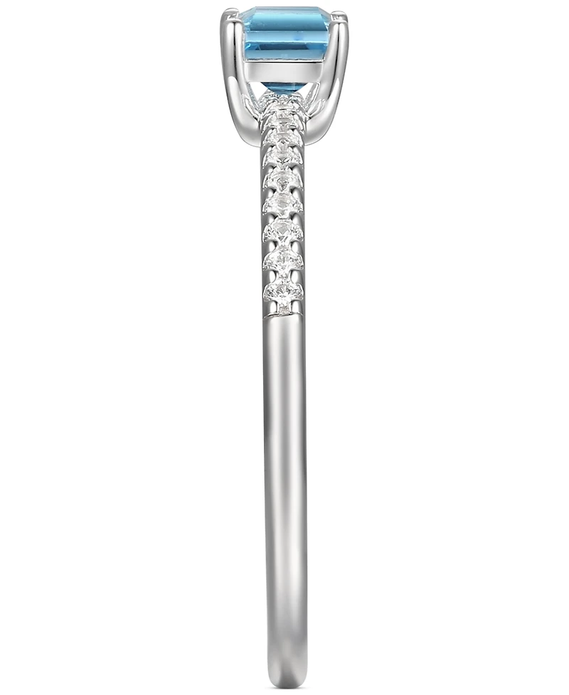 Blue Topaz (3/8 ct. t.w.) & Diamond (1/20 Ring Sterling Silver (Also Citrine Amethyst)