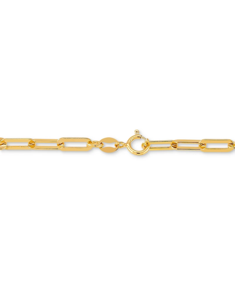 Polished Paperclip Bracelet 18K Gold over Silver or Sterling