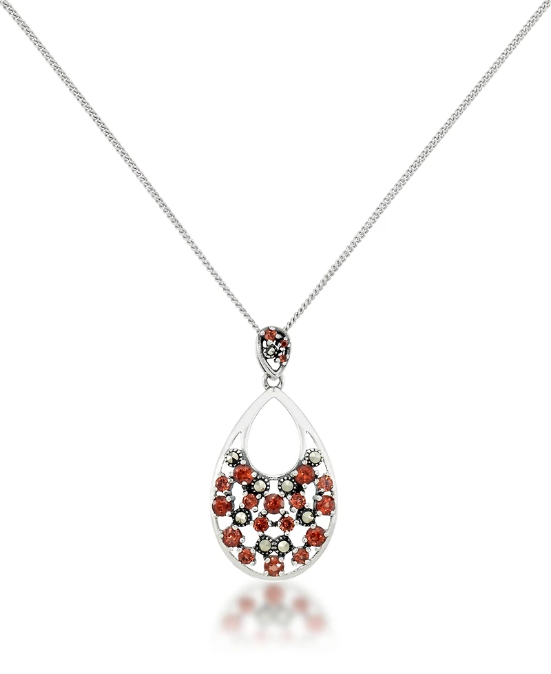 Pave Garnet Teardrop Pendant and a Curb Chain