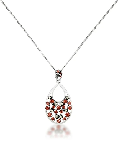 Pave Garnet Teardrop Pendant and a Curb Chain