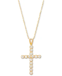 Cubic Zirconia Cross 18" Pendant Necklace in 14k Gold