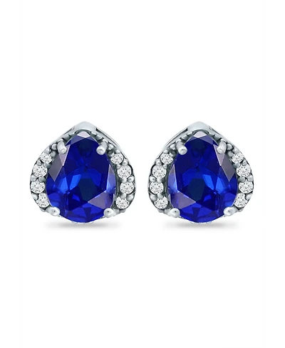 Giani Bernini Simulated Blue Sapphire and Cubic Zirconia Stud Earrings