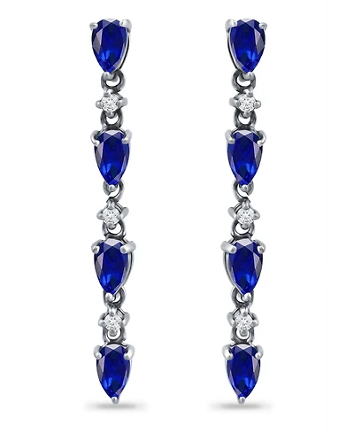 Giani Bernini Simulated Blue Sapphire and Cubic Zirconia Linear Drop Earrings