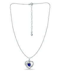 Giani Bernini Simulated Blue Sapphire and Cubic Zirconia Heart Pendant