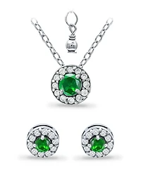 Giani Bernini Created Green Quartz and Cubic Zirconia Halo Pendant and Earring Set, 3 Piece