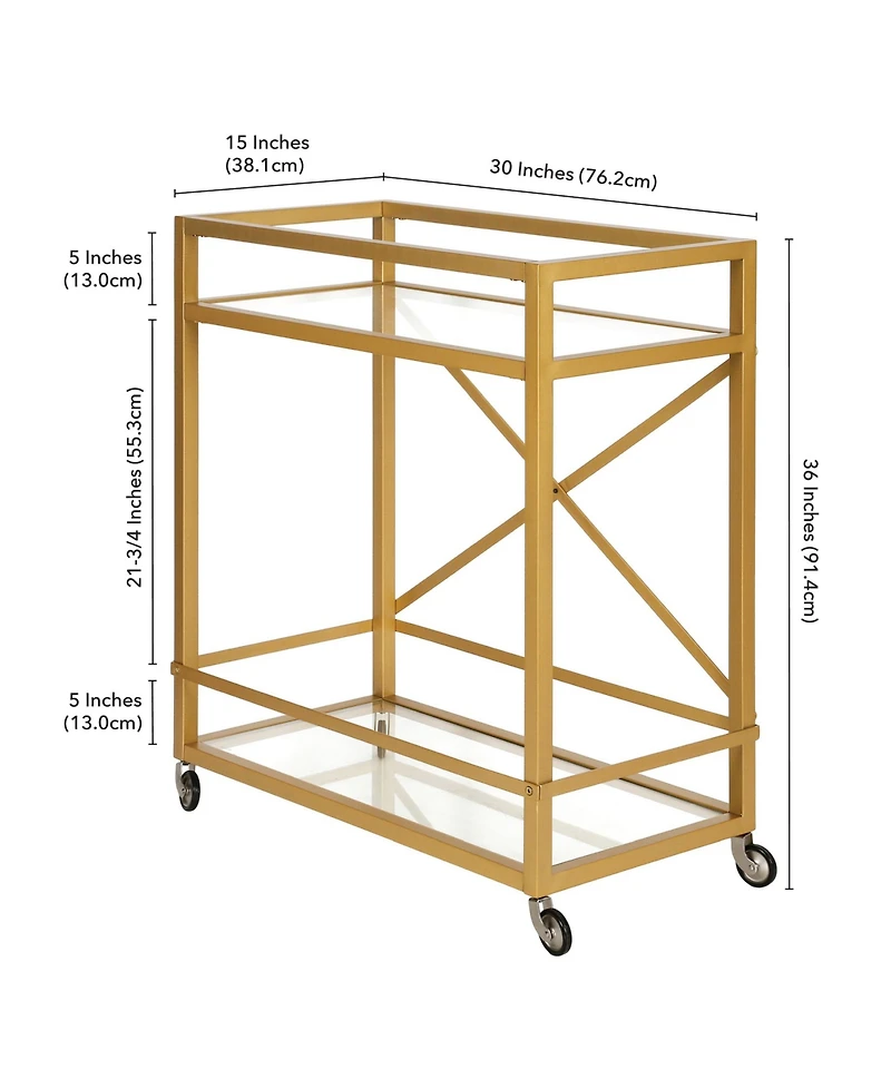 Wilson Bar Cart with Clear Glass Shelves