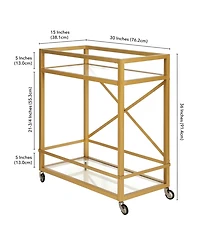 Wilson Bar Cart with Clear Glass Shelves
