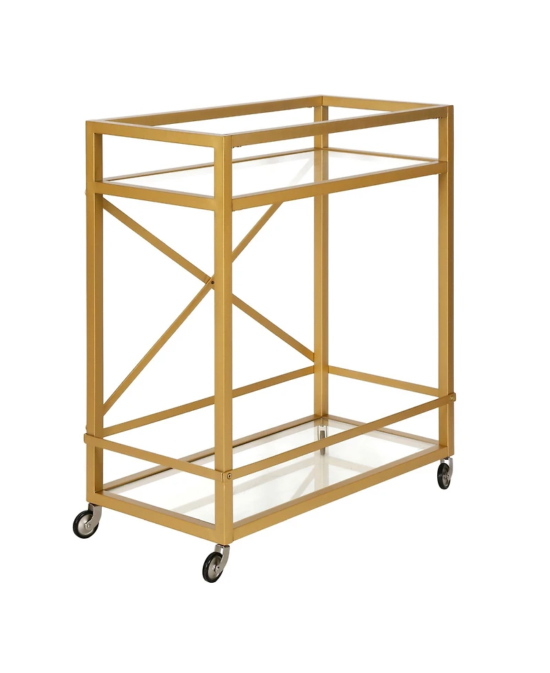 Wilson Bar Cart with Clear Glass Shelves