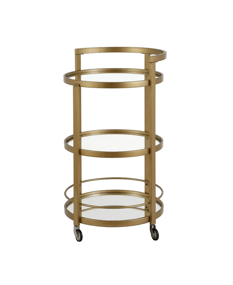 Hause Round Bar Cart with Mirrored Shelf