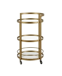 Hause Round Bar Cart with Mirrored Shelf