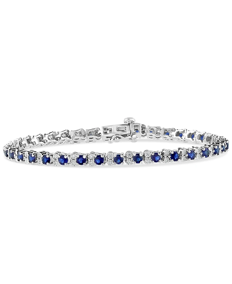 Effy Sapphire (3-7/8 ct. t.w) & Diamond (1/4 t.w.) Tennis Bracelet Sterling Silver (Also available Emerald and Ruby)