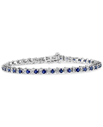 Effy Sapphire (3-7/8 ct. t.w) & Diamond (1/4 t.w.) Tennis Bracelet Sterling Silver (Also available Emerald and Ruby)