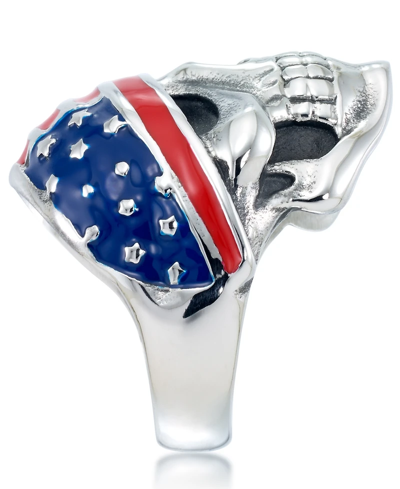 Andrew Charles by Andy Hilfiger Men's Enamel Skull Ring Stainless Steel
