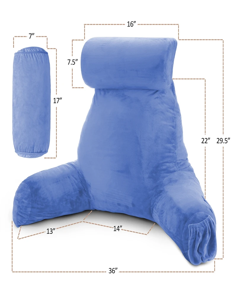 Nestl Soft Velour Cover Reading Backrest Pillow Set, Extra Large