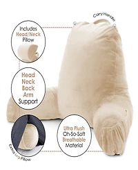 Nestl Soft Velour Cover Reading Backrest Pillow Set, Extra Large