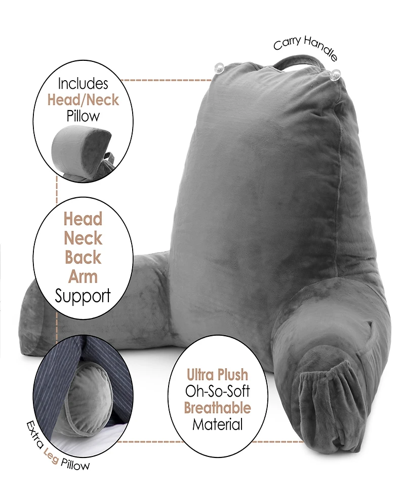 Nestl Soft Velour Cover Reading Backrest Pillow Set, Extra Large