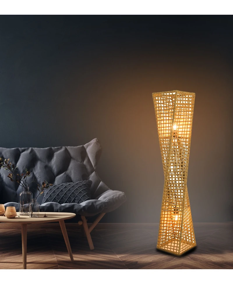Artiva Usa Phuket 51" 2-Light Unique Handcrafted Twist Rattan Floor Lamp