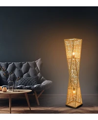 Artiva Usa Phuket 51" 2-Light Unique Handcrafted Twist Rattan Floor Lamp