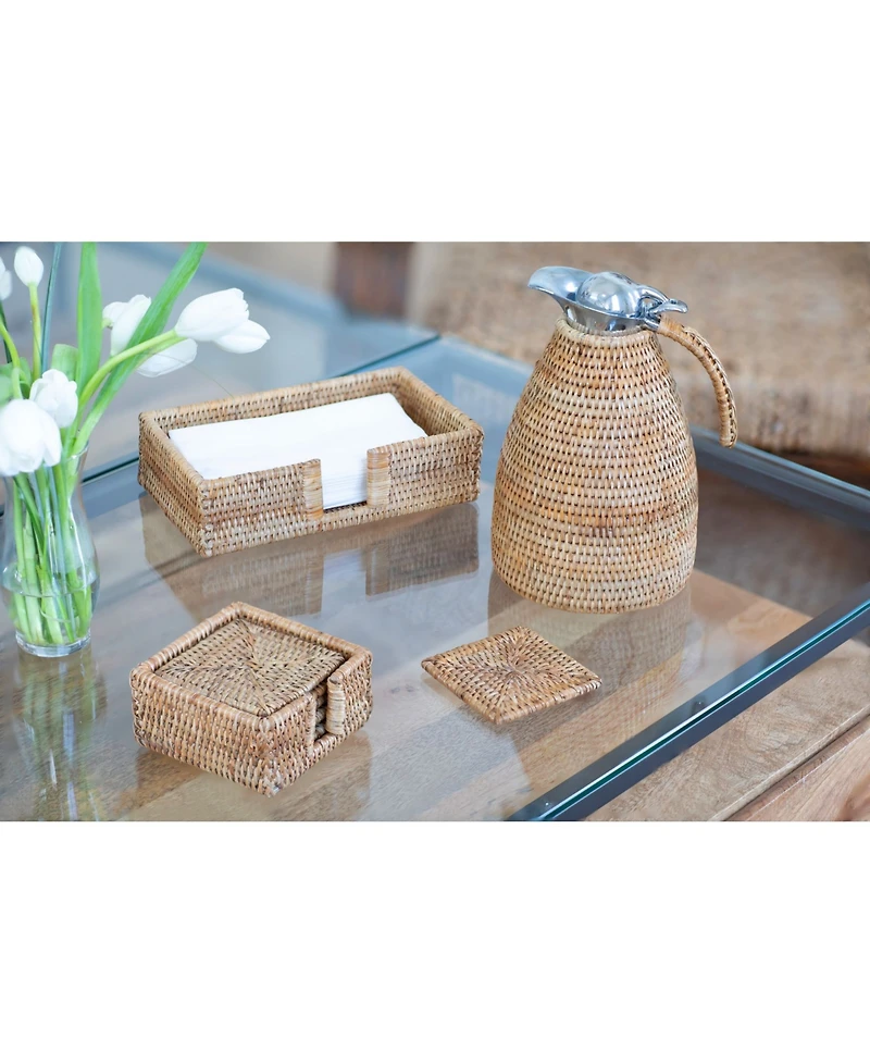 Artifacts Trading Company Rattan Square Coasters - 7 piece set