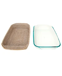 Artifacts Rattan Rectangular Baker Basket with Pyrex