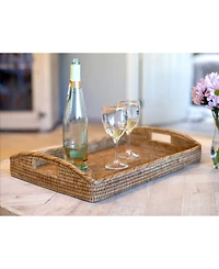 Artifacts Trading Company Artifacts Rattan Rectangular Serving Tray With High Handles