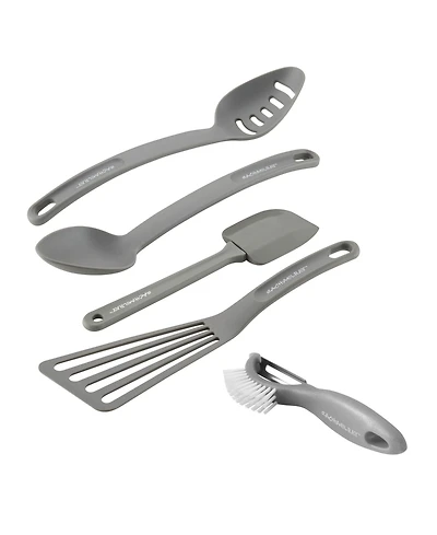 Rachael Ray Cucina Nylon Nonstick Kitchen Utensil and Veg-a-Peel Set, 5-Pc., Sea Salt Gray