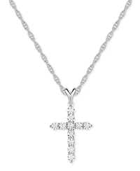 Cubic Zirconia Cross 16" Pendant Necklace in Sterling Silver