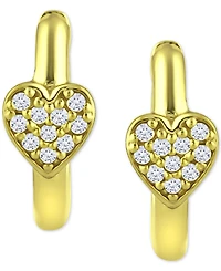 Giani Bernini Cubic Zirconia Heart Small Hoop Earrings, 0.63", Created for Macy's