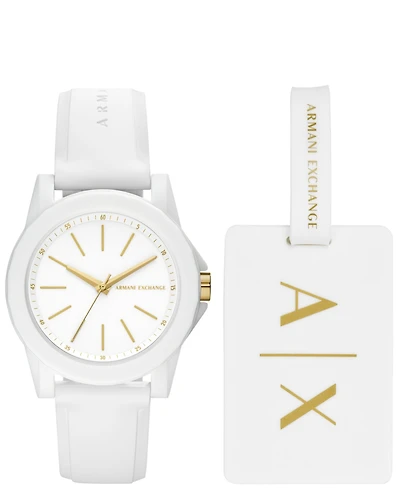 Ax Women's White Silicone Strap Watch with Luggage Tag 36mm