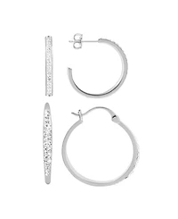 And Now This Clear Crystal C Hoop & Click Top Hoop Earring Set in Gold Plate or Silver Plate