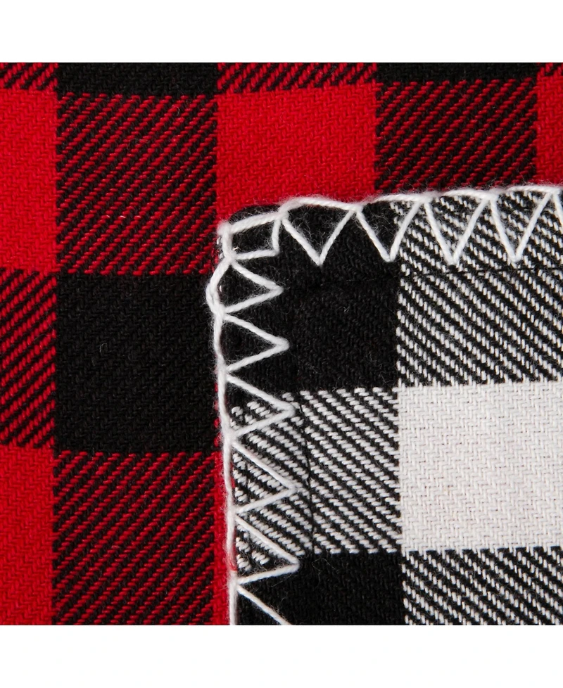 Design Imports Christmas Buffalo Check with Embroidery Table Runner