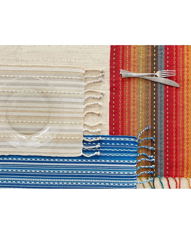 Design Imports Stripe with Fringe Placemat, Set of 6
