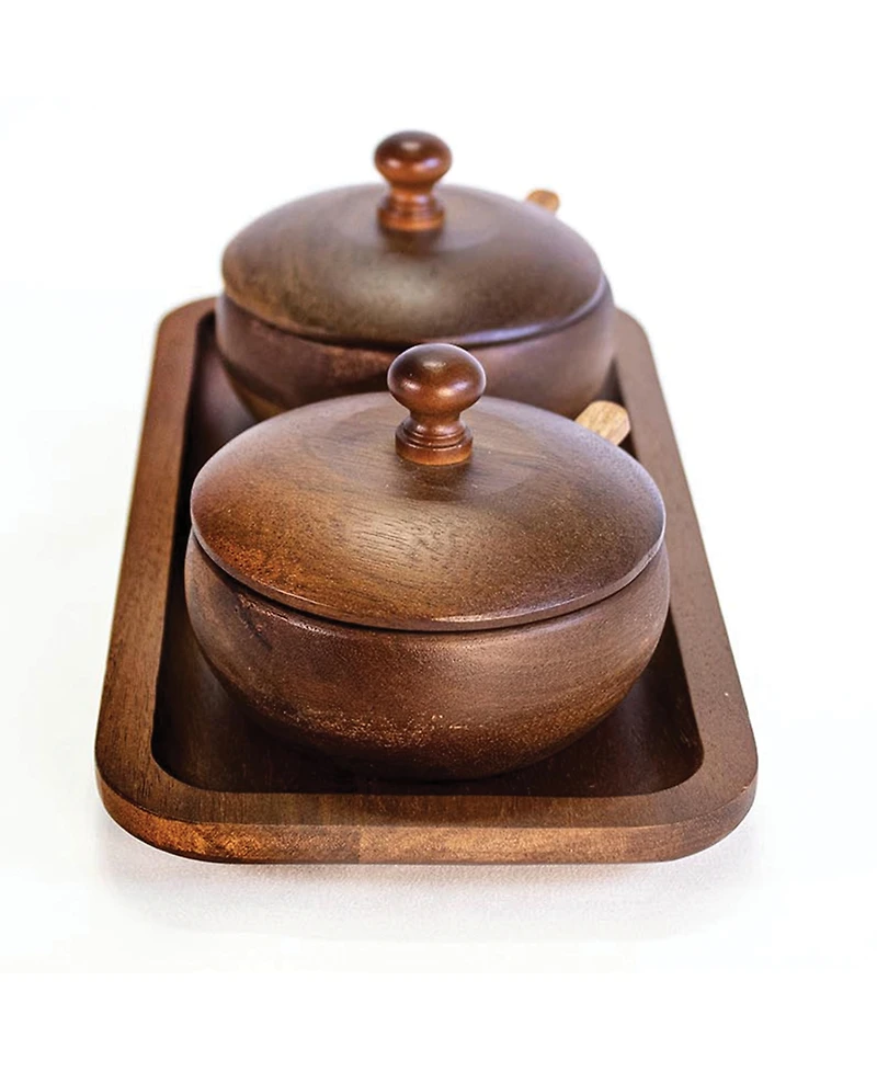 Acacia Wooden Spice Jar Set