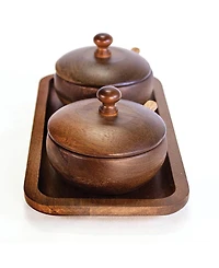 Acacia Wooden Spice Jar Set