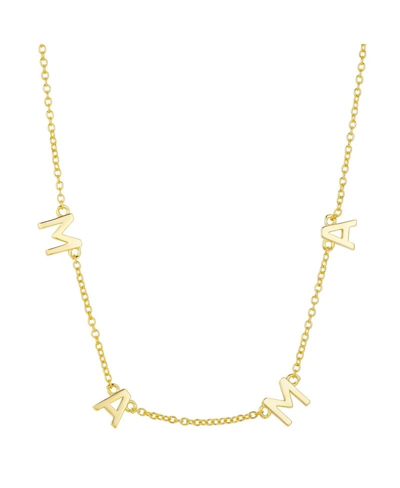 Gold Flash Plated "Mama" Station Pendant Necklace