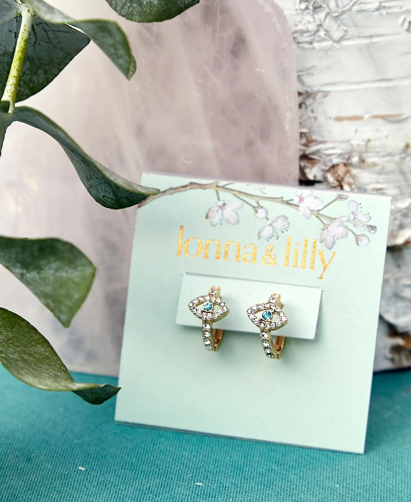 lonna & lilly Gold-Tone Evil Eye Huggie Hoop Earrings