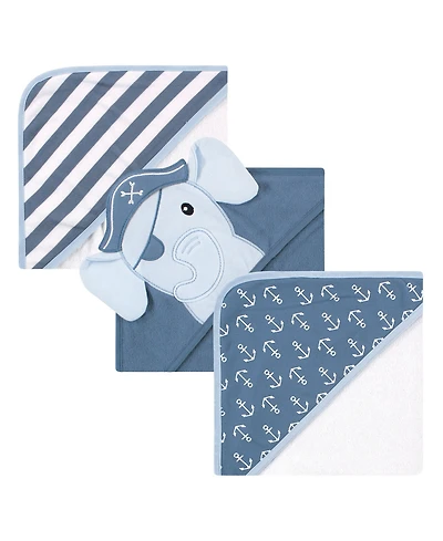 Hudson Baby Boys Plush Cotton Blend Hooded Bath Towel