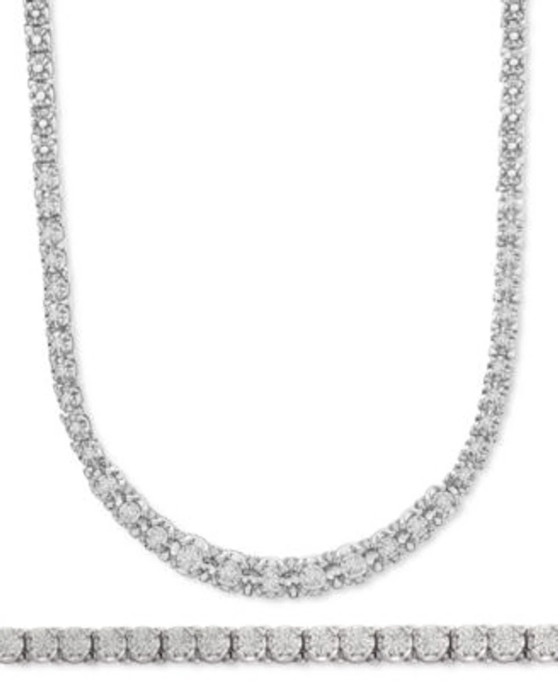 Wrapped In Love Diamond Graduated Tennis Bracelet Necklace Jewelry Collection In Sterling Silver Created For Macys