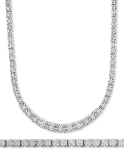 Wrapped In Love Diamond Graduated Tennis Bracelet Necklace Jewelry Collection In Sterling Silver Created For Macys