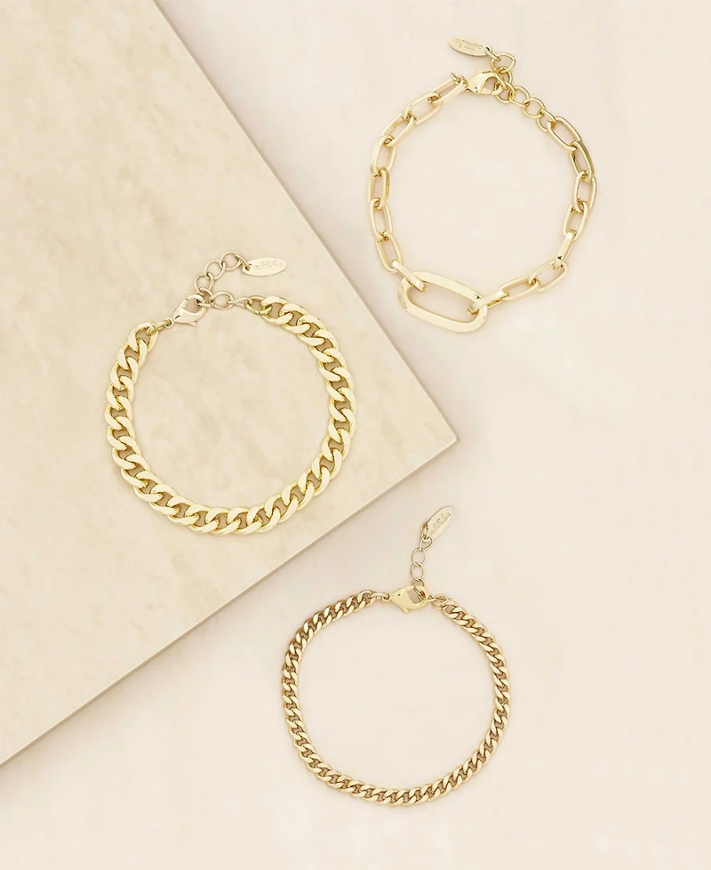 Ettika Gold Plated Chain Link Bracelet Set of 3