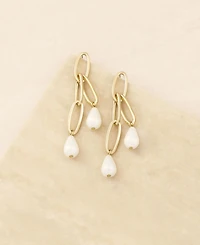 Ettika Oval Link Pearl Dangle Earrings