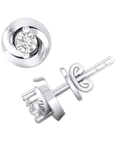 Diamond Swirl Stud Earrings (1/10 ct. t.w.) in 10k White Gold or 10k Yellow Gold